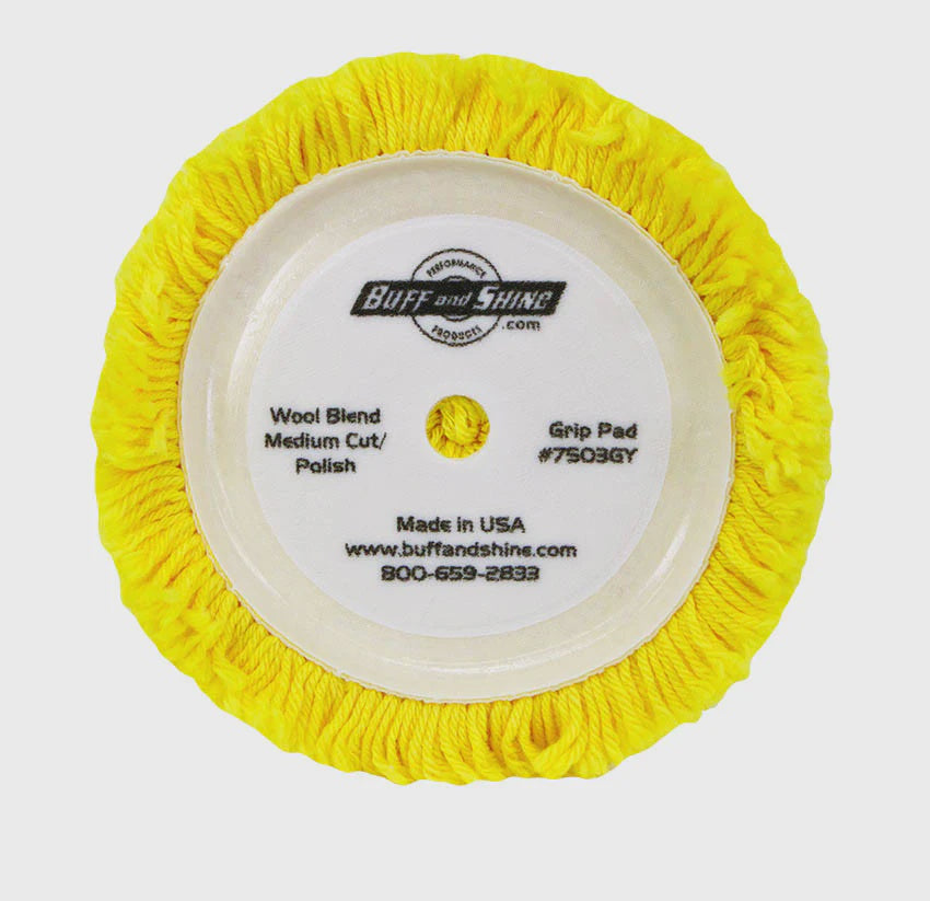 Yellow wool Rotary pad 7"