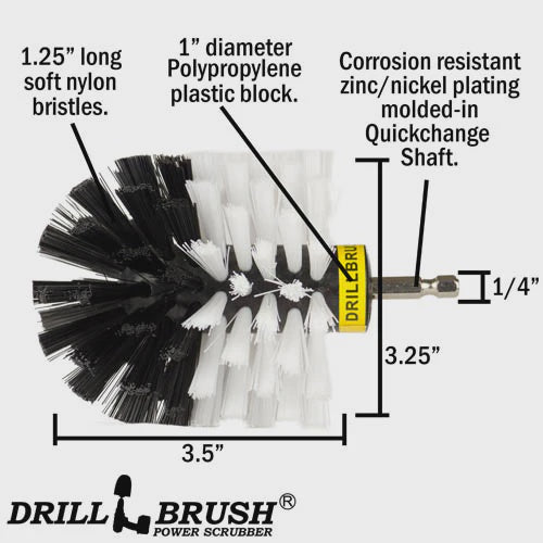 Drillbrush Original White Brush Soft Bristles Bullet Shaped