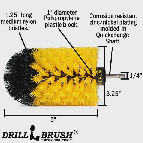 Drillbrush Jumbo Original 1/4" Quick Change bullet Medium Yellow