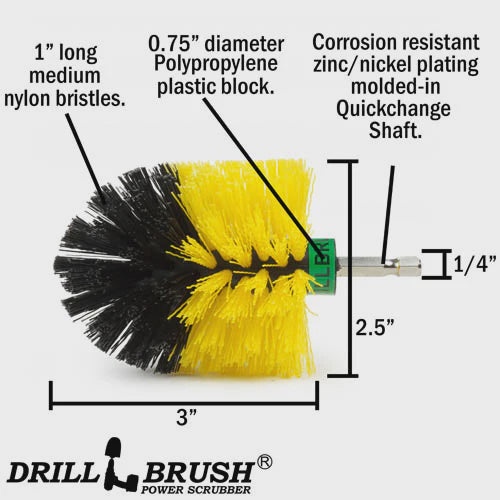 Drillbrush Mini Yellow Brush Medium Stiffness Bullet Shaped