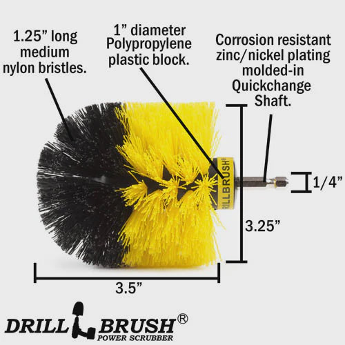 Drillbrush Original Yellow Brush Medium Stiffness Bullet Shaped