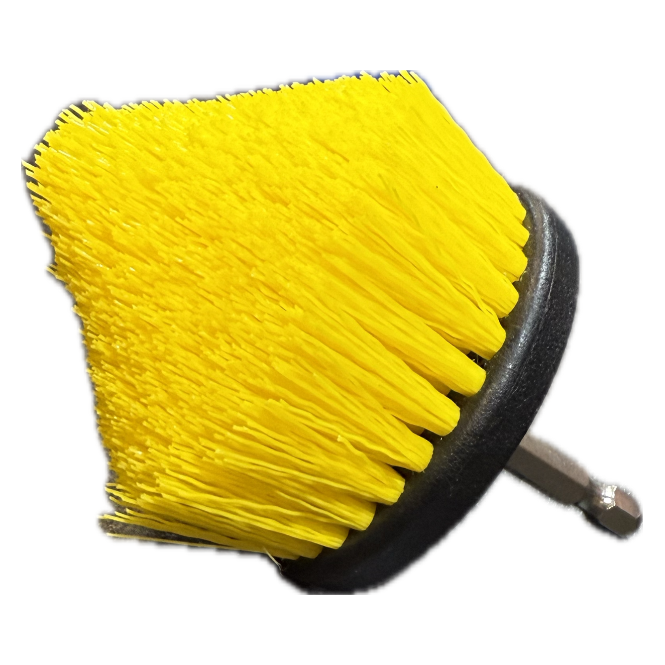 Drillbrush Cone Shaped 1/4" Quick Change Corner brush, Yellow Medium