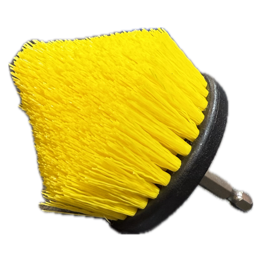 Drillbrush Cone Shaped 1/4" Quick Change Corner brush, Yellow Medium