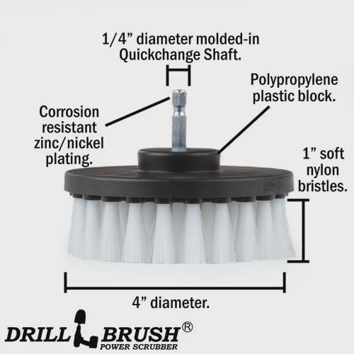 Drillbrush 4 in 1/4" Quick Change Flat Soft White