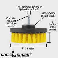 Drillbrush 4 in 1/4" Quick Change Flat Medium yellow