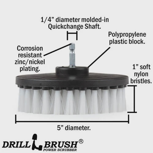 Drillbrush 5 in 1/4" Quick Change Flat Soft White