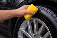 high shine tire dressing applied with sponge.