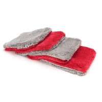 Autofiber [Flat Out] Microfiber Wash Pad (9"x8") Red/Gray - 4 pack